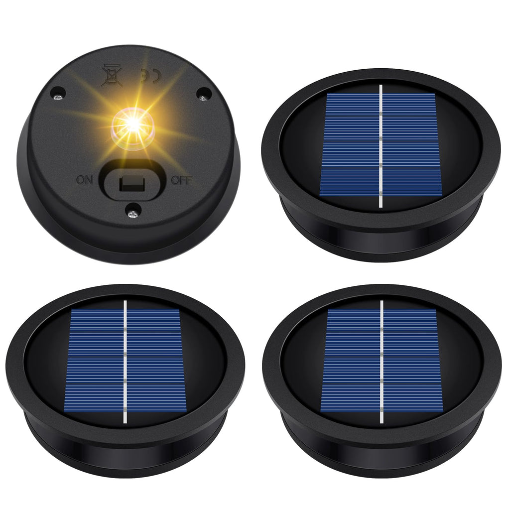 4-Pack Replacement Solar Light Parts, Waterproof Solar Light Replacement Top with LED Bulbs for Solar Lanterns (Top Size 3.23inches, Bottom Size 2.83 inches)
