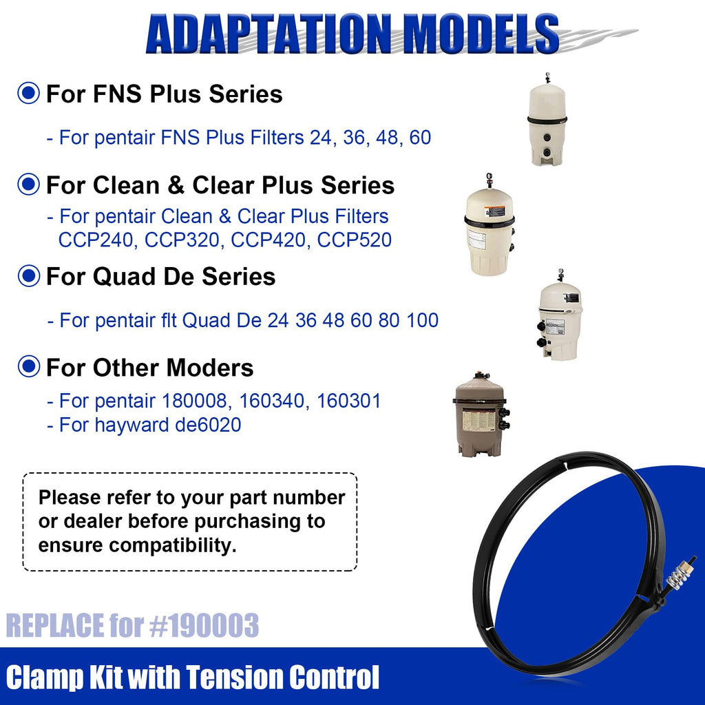 Upgrated Pool Filter Tension Control Clamp Compatible with pentair 190003, for FNS Plus, Clean & Clear Plus & Quad De filters, Filter Clamp Assembly for Pool and Spa Cartridge Filters, 23-1/4" Length