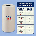 BOX USA Packing Paper Roll 1440'L x 12"W - 1,000 Sheets 17” Long Equivalent - Large White Newsprint for Shipping, Packaging, Storage and Moving Supplies