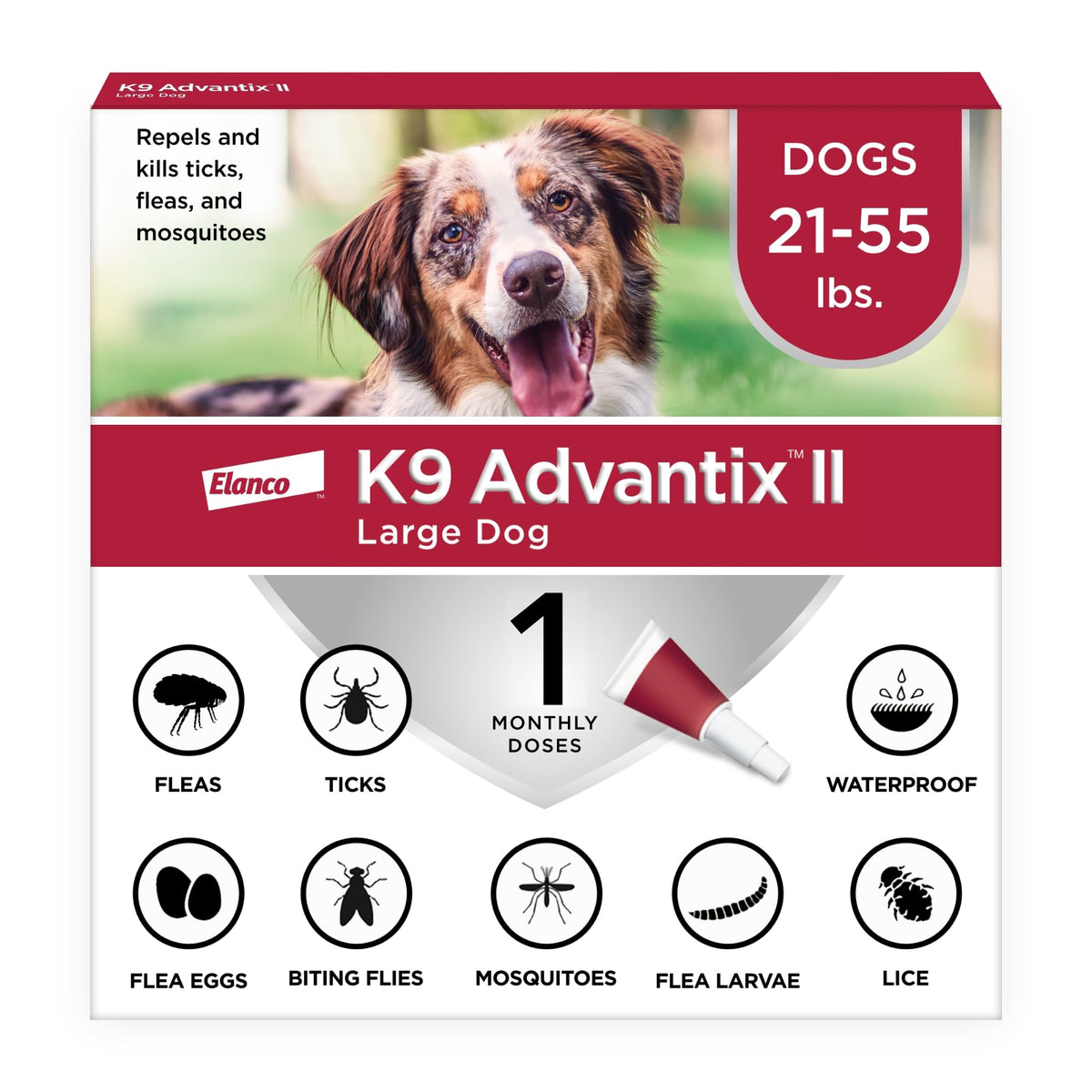K9 Advantix II Flea & Tick Topical for Large Dogs 21–55 lbs., 1ct