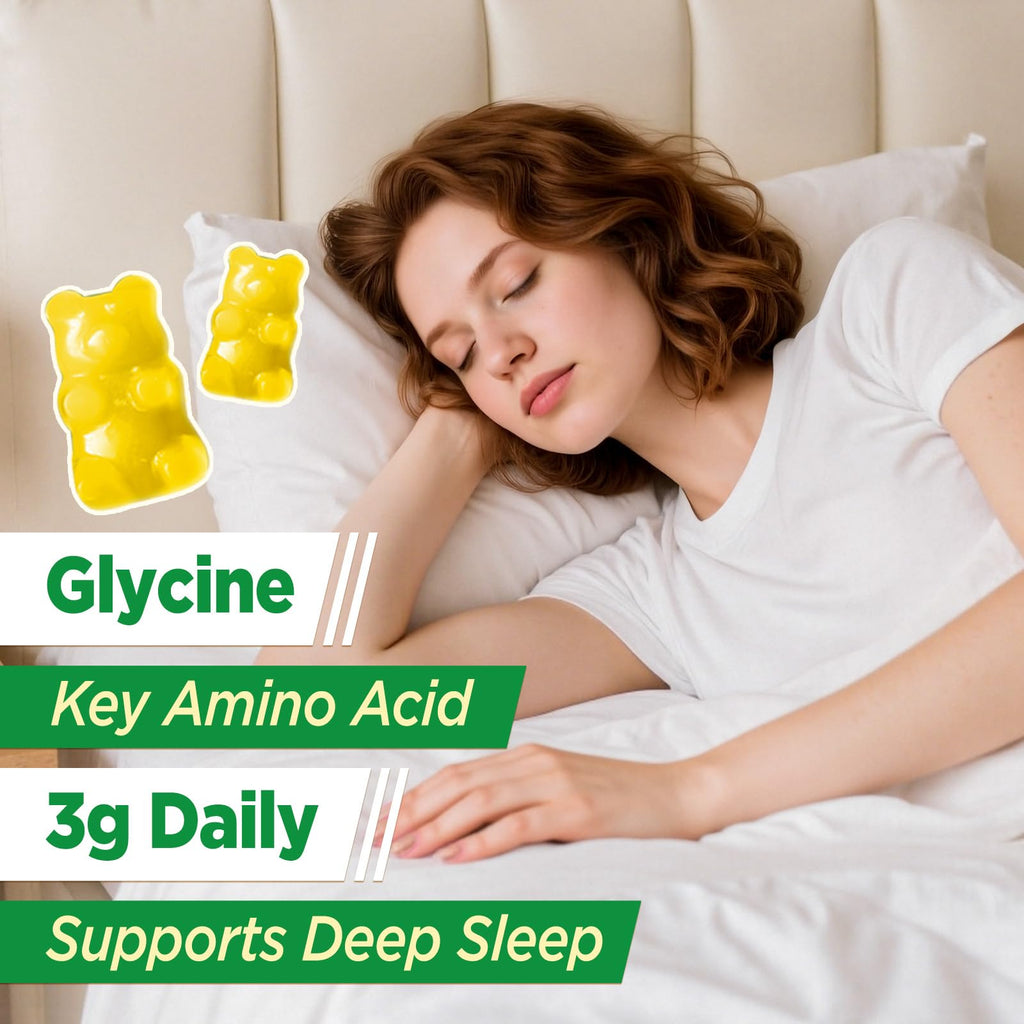 GREABBY Glycine 3g Gummies, with Alanine 1000 mg for Sleep Muscle Relaxation, L Theanine, GABA, Vitamin B6, Glycine Supplements for Adults Sleep, Sugar Free Pineapple Flavor, 60 Gummies
