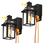 Yisuro Porch Lights with GFCI Outlet, Dusk to Dawn Motion Sensor Outdoor Light, 3 Lighting Modes Exterior Fixture, Outside for House Front Door Patio Garage(2 Pack Black)