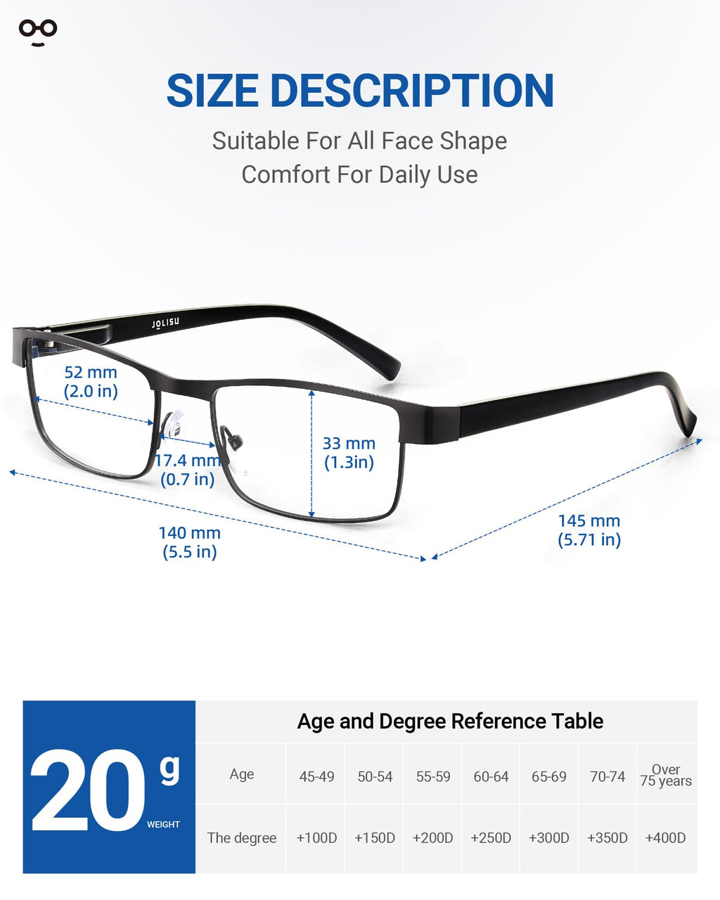 JOLISU 5PCS Reading Glasses Men - Blue Light Blocking Computer Metal Thin Frame Readers For Mens/Women （2.50）
