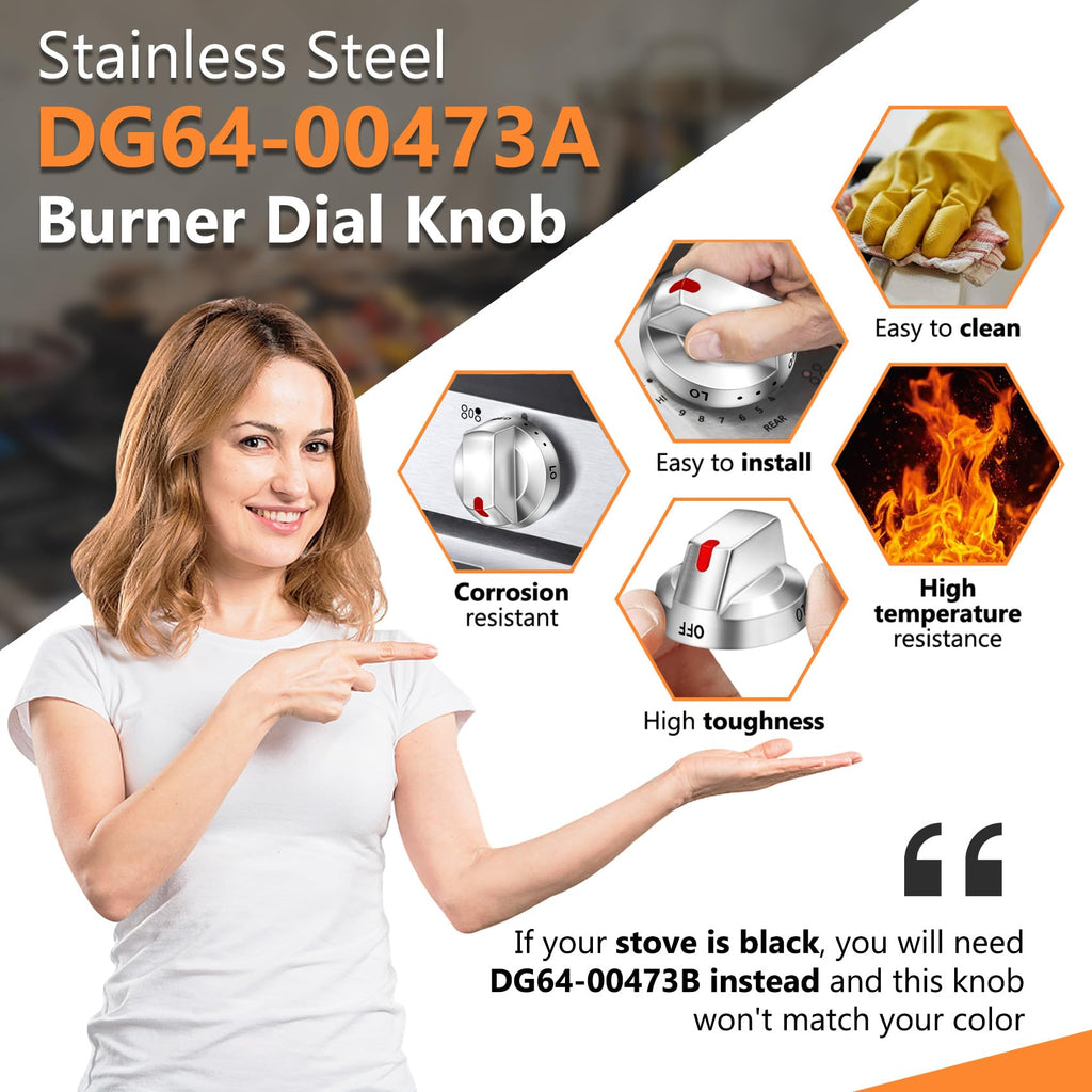 DG64-00473A Burner Control Dial Knob Range Oven Replacement Compatible with Samsung Gas Stove Knob NX58H5600SS NX58F5700WS NX58H5650WS NX58J7750SS NX58M6850SS （5pcs）.