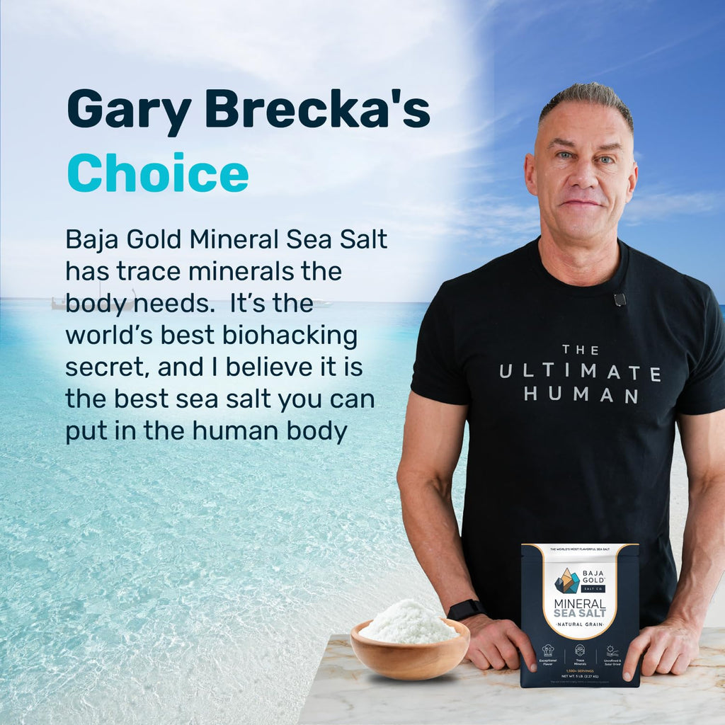 Baja Gold Mineral Sea Salt - Recommended by Gary Brecka - Organic Natural Grain Salt for Cooking & Baking | Low Sodium, Authentic Baja Salt | Ideal for All Culinary Creations | 5 lb. Resealable Bag, 1,500+ Servings