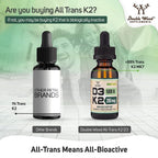 Vitamin D3 K2 5,000 IU Liquid Drops (5,000 IU of D3 and 200mcg of 99.9% All-Trans Patented K2 MK-7 (K2Vital)) Max Absorption Liquid Vitamin D Drops (30 Servings) by Double Wood (Pack of 2)