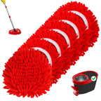 Baderke 6 Pack Chenille Mop Heads Replacements Compatible with 1 Tank System Chenille Duster Replacement Heads Microfiber Spin Mop Refill Pads Reusable Dust Refills for Floor Cleaning (Red)