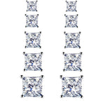 5 Pairs 925 Sterling Silver Square Stud Earrings for Women Men 3 4 5 6 7mm