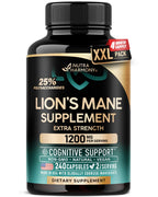 Lions Mane Supplement Capsules - Organic Lions Mane - Made in USA - Fruiting Bodies Extract - 1200 mg, 25% Polysaccharides - Memory & Focus Support - As Lions Powder - 240 Capsules, 4 Month Supply