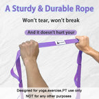Stretching Strap Yoga Strap with Loops, Stretch Straps for Physical Therapy, Non-Elastic Exercise Strap for Pilates, Dance and Gymnastics with Workout Guide (Purple+Black)