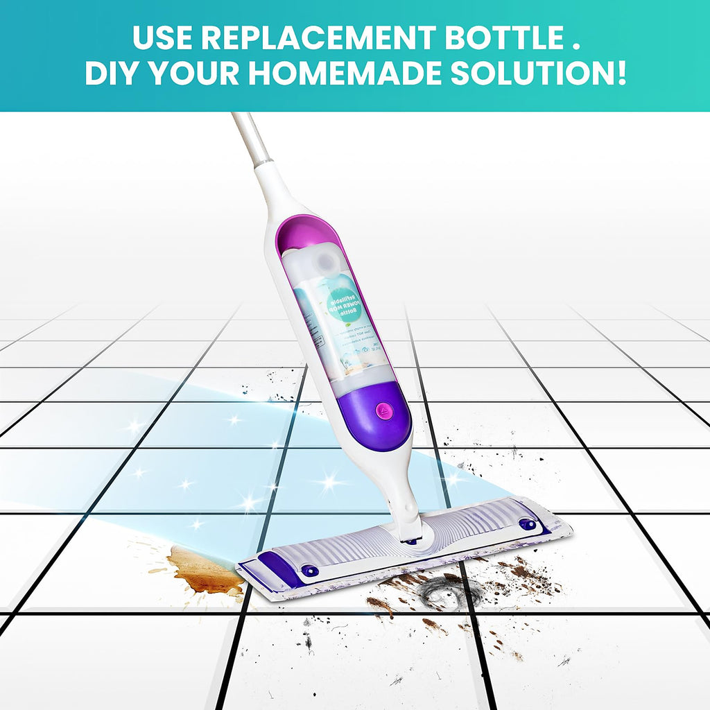 Refillable Bottle for Swiffer® Power Mop™, 720ML / 24 FL.OZ Reusable Solution Container, Leak-Resistant Lock, Use Any Liquid Cleaner