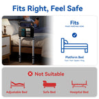 Josmimic Bed Rails for Elderly Adults Safety - Height Adjustable Bedrail with Storage Pocket and Non-Slip Handle Bar for Getting in&Out of Bed, Hold up to 300LBs - Fits Twin Full Queen King,Black