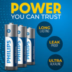 PHILIPS AA Batteries 36 Pack | 1.5v Ultra Alkaline Double A Battery | 132% More Power Then Industry Standard | Long-Lasting | 10-Year Shelf Life | Ideal for Indoor & Outdoor Use | Premium Performance.