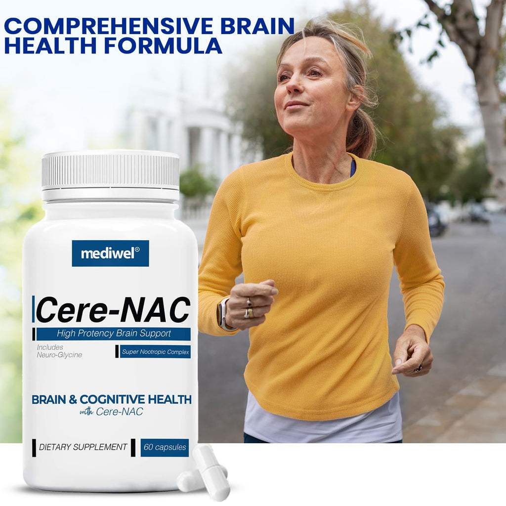 Cere-NAC Advanced Brain Supplement - Cognitive & Mental Clarity Support - NAC, Glycine, Alpha GPC, Citicoline (CDP-Choline), L-Theanine, Phosphatidylserine, Alpha Lipoic Acid - Made in USA