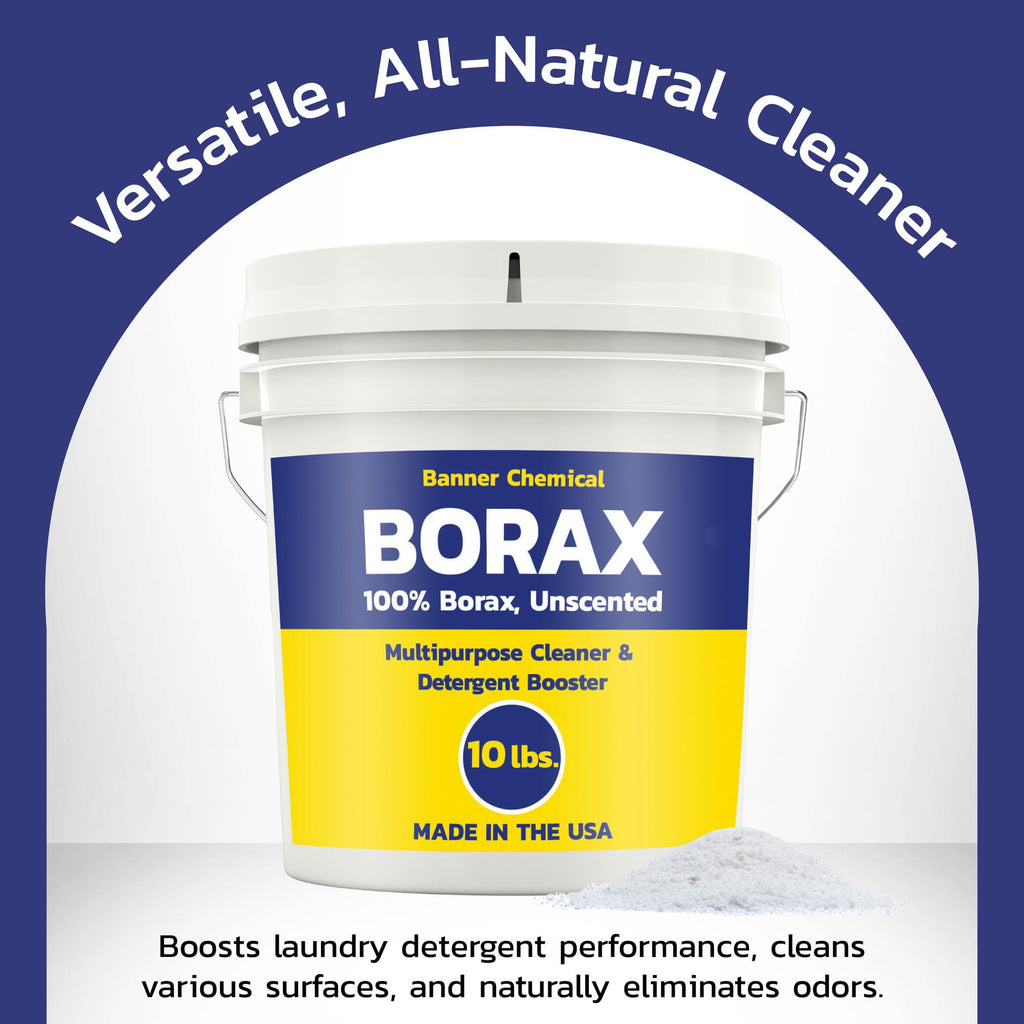 Banner Chemical Raw Borax (10 lbs) - 100% Pure, Unscented, Multi-Purpose Cleaner & Detergent Booster - Natural Household Cleaner and Stain Remover - Made in the USA