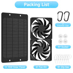 Solar Powered Fan for Outside, IP65 Waterproof Auto On/Off Solar Exhaust Fan Kit wtih 10 Ft Cable for Chicken Coop, Shed, Greenhouse, Pet House Ventilation Accessories