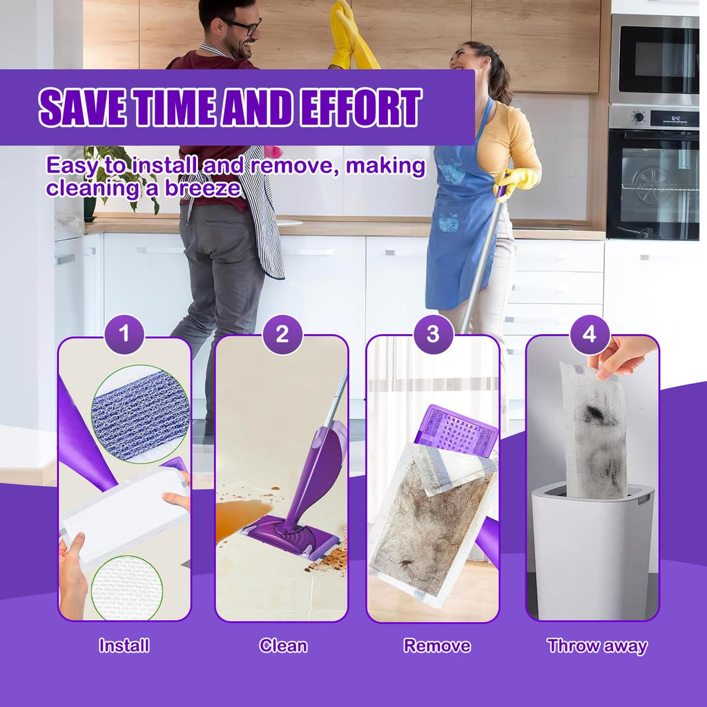 Mop Pad Refill Compatible with Swiffer WetJet Spray Mop, Wet Jet Mopping Pads for All Purpose Multi Surface Hardwood Floor Cleaning, 4 Layers Thickened and Super Absorbent, 100 Count.