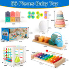 7‑in‑1 Montessori Baby Toys for 6‑12 Months & 1+ Years, Infant Sensory Teething & Stacking Blocks | Wooden Shape Sorter, Xylophone Musical Toy, Birthday Gift for Toddlers 1‑3
