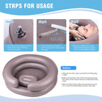Portable Inflatable Hair Washing Basin for Bedridden - Wash Hair in Bed with Inflatable Shampoo Bowl.For Elderly,Disabled,Injured,Ideal Inflatable Sink for Locs Detox (Brown, 18in Inner)