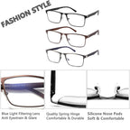 CRGATV 3-Pack Reading Glasses for Men Blue Light Filtering Full Frame Metal Readers Anti Uv/Eye Strain/Glare (+2.5 Magnification Strength)