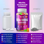 MSLOTAL Irish Sea Moss Gummies with Black Seed Oil, Ashwagandha Bladderwrack and Burdock Root, Organic Sea Moss Gummies for Women and Men with Shilajit, Immune Support, Vegan, 120 Gummies Totalss