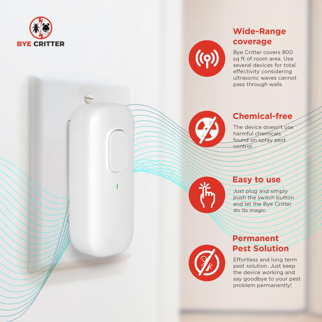 Bye Critter, Bye Critter Ultrasonic Repellent for Mice, Bye Critter Ultrasonic Pest Repeller, Bye Critter Ultrasonic