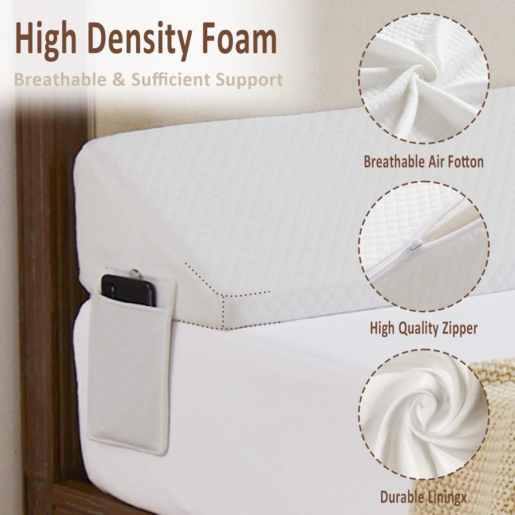 Homemate Queen Size（60"x10"x6"） Bed Wedge Pillow Stopper - Bed Gap Filler(0-8") - Headboard Pillow - Triangle Bloster Pillow Wedge - White