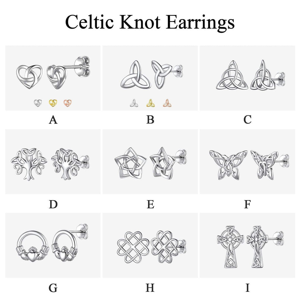 ChicSilver Sterling Silver Stud Earrings for Women Hypoallergenic Celtic Earrings Vintage Triquetra Triangle Studs Earrings Dainty Small Irish Jewelry for Women