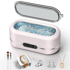 BYASKZIV Jewelry Cleaner Ultrasonic Machine, Upgraded 48KHz Ultrasonic Cleaner with 304 Stainless Steel for Jewelry, Eyeglasses, Rings, Watch Strap, Dentures-Pink