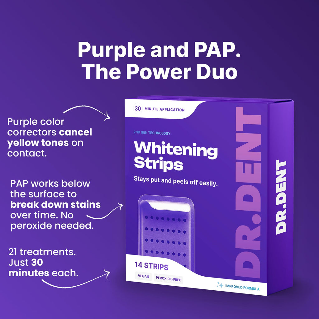 DrDent Professional Teeth Whitening Strips 21 Treatments - Safe for Enamel - Non Sensitive Teeth Whitening - Whitening Without Any Harm - Pack of 42 Strips + Mouth Opener Included