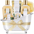 Gift Baskets for Women, Spa Luxetique 8 Pcs Vanilla Birthday Bath and Body Set, Self Care Kit for Her, Including Bubble Bath, Shower Gel, Body Lotion Christmas Gifts for Mom