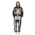 Spooktacular Creations Halloween Skeleton Costume, Adult Skeleton Costume, Unisex Adult Jumpsuit Plush Hoodie Zipper Jumpsuit for Men Women Halloween Dress-up Cosplay Themed Parties Black