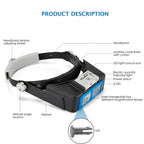 Dilzekui Headband Magnifier with LED Light, Rechargeable Head Mount Magnifier 1.5X to 3.5X, Opitcal Magnifying Glass with Lens, Jewelers Optivisor Hobbies Visor Manifying Glasses for Close Work