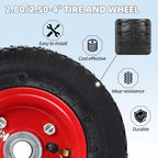 AR-PRO (2-Pack) 2.80/2.50-4" Tire and Wheel Set - 8 Inch Wheelbarrow Tire and Wheel Replacement with 3/4" Bearings and 3" Centered Hub - Extra Adapter kit includes 1/2" Bearings