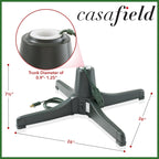 Casafield 360-Degree Rotating Christmas Tree Stand - Adjustable Revolving Base for Up to 7.5 FT Artificial Tree with 3 Built-in Electrical Outlets, Green