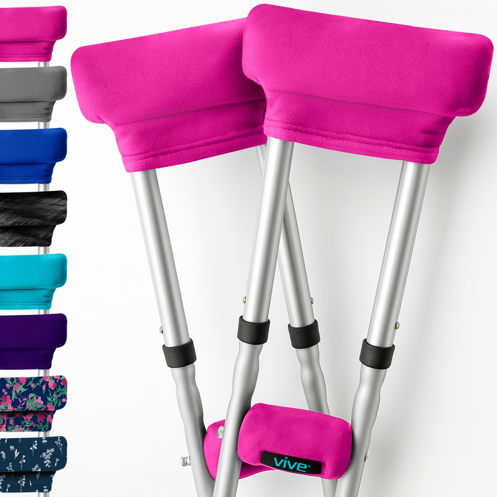 Vive Premium Crutch Pads & Hand Grips - Comfortable, Breathable, Machine Washable Padding - Moisture Wicking & Odor Reducing Pillow Accessory Covers for Adult & Youth Walking Crutches