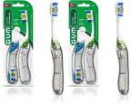 GUM Folding Travel Toothbrush, Compact Head + Tongue Cleaner, Soft Bristled Travel Toothbrushes for Adults, 2ct (Pack of 2)
