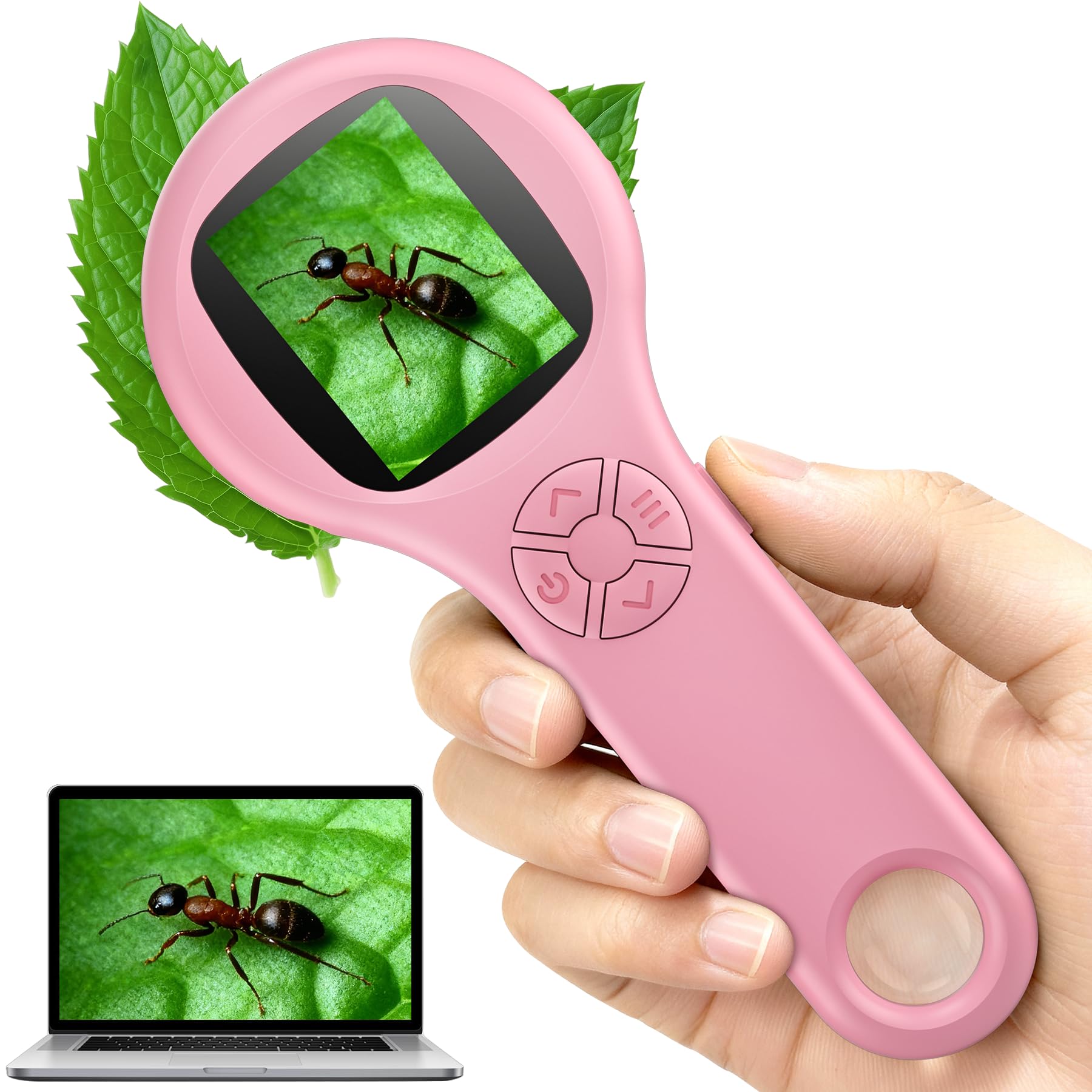 T TAKMLY Mini Pocket Digital Microscope, Macro Fixed Focus Magnifying Glass, Portable Handheld USB Digital Microscope 500x Magnification, 4X Zoom