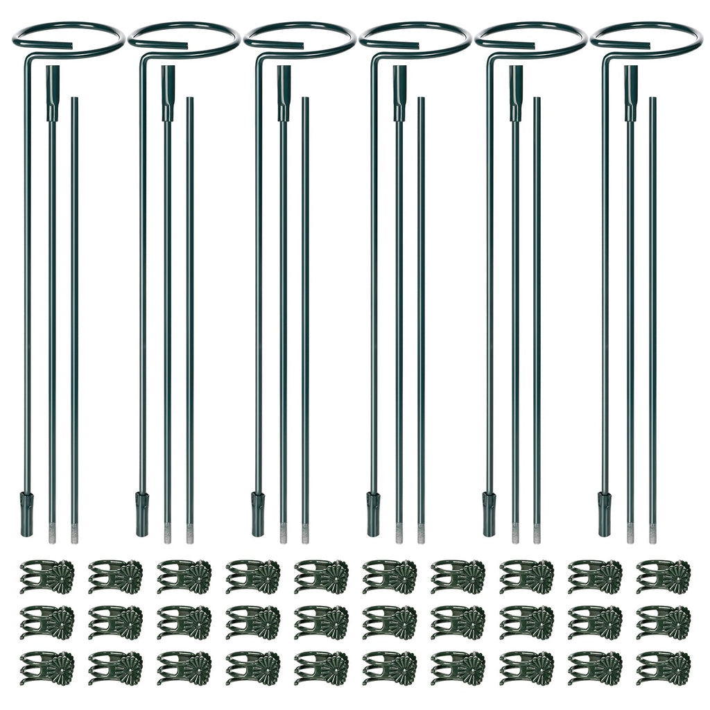 Mwellewm 6 Sets Plant Stakes 12/25/36 Inch Adjustable Plant Support Stakes Tall for Indoor Outdoor Plant Holder Stick Steel Garden Stem Pole Amaryllis Stakes with 30 Clip for Tomato Orchid Lily Flower