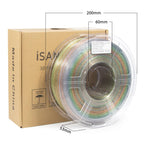iSANMATE Clear PLA 3D Printer Filament, Transparent Rainbow Glitter Filament, PLA+, 1KG/Spool