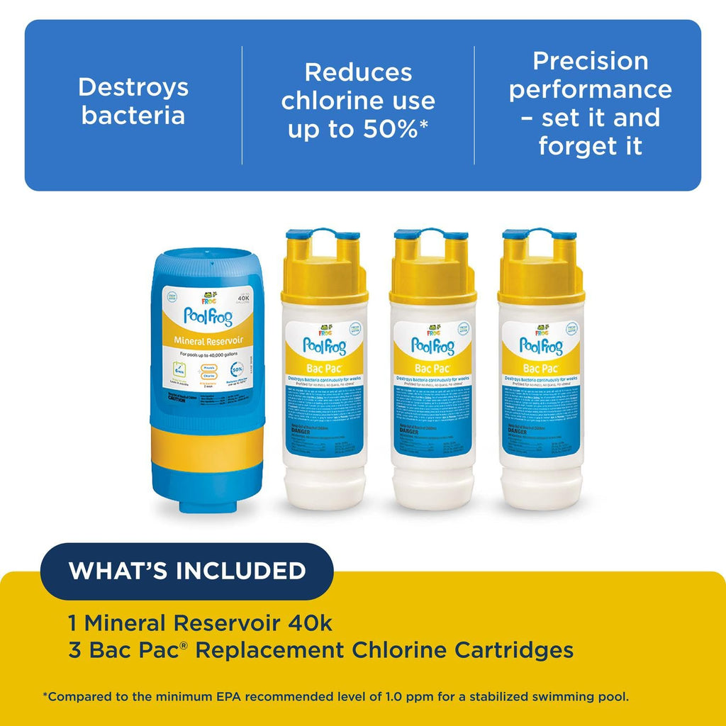 FROG Replacement Mineral Reservoir for use with Pool FROG Model 5400 Cycler - Prefilled Mineral Cartridge for Quick & Easy Pool Sanitization - Pool Opening Bundle