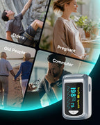 Fingertip Pulse Oximeter Blood Oxygen Monitor Finger for Adult & Children Portable Oxygen Level Monitor with OLED Screen Included 2 X AAA Batteries and Lanyard