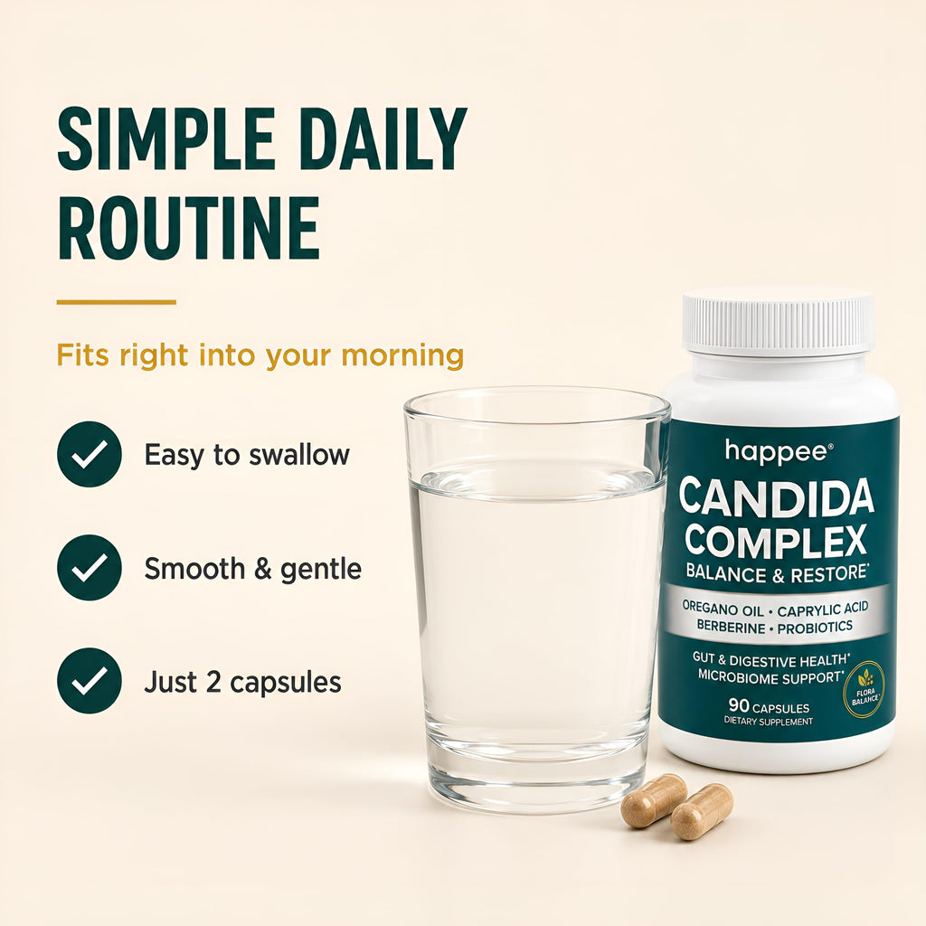 Happee Candida Cleanse Detox Supplement, Gut & Digestive Health, 90 Caps