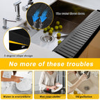 Silicone Sink Edge Protectors - Multifunction Accessories, Splash Guard & Draining Mat for Kitchen, Bathroom Sink, Steel, Granite, Quartz Countertops (Black, 4 * 14in)