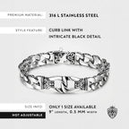 Urban Jewelry Men’s 316L Stainless Steel Link Bracelet, Black & Silver, 8.5" Length, Heavy Chain, Scratch Resistant, Hypoallergenic, Gift Ready