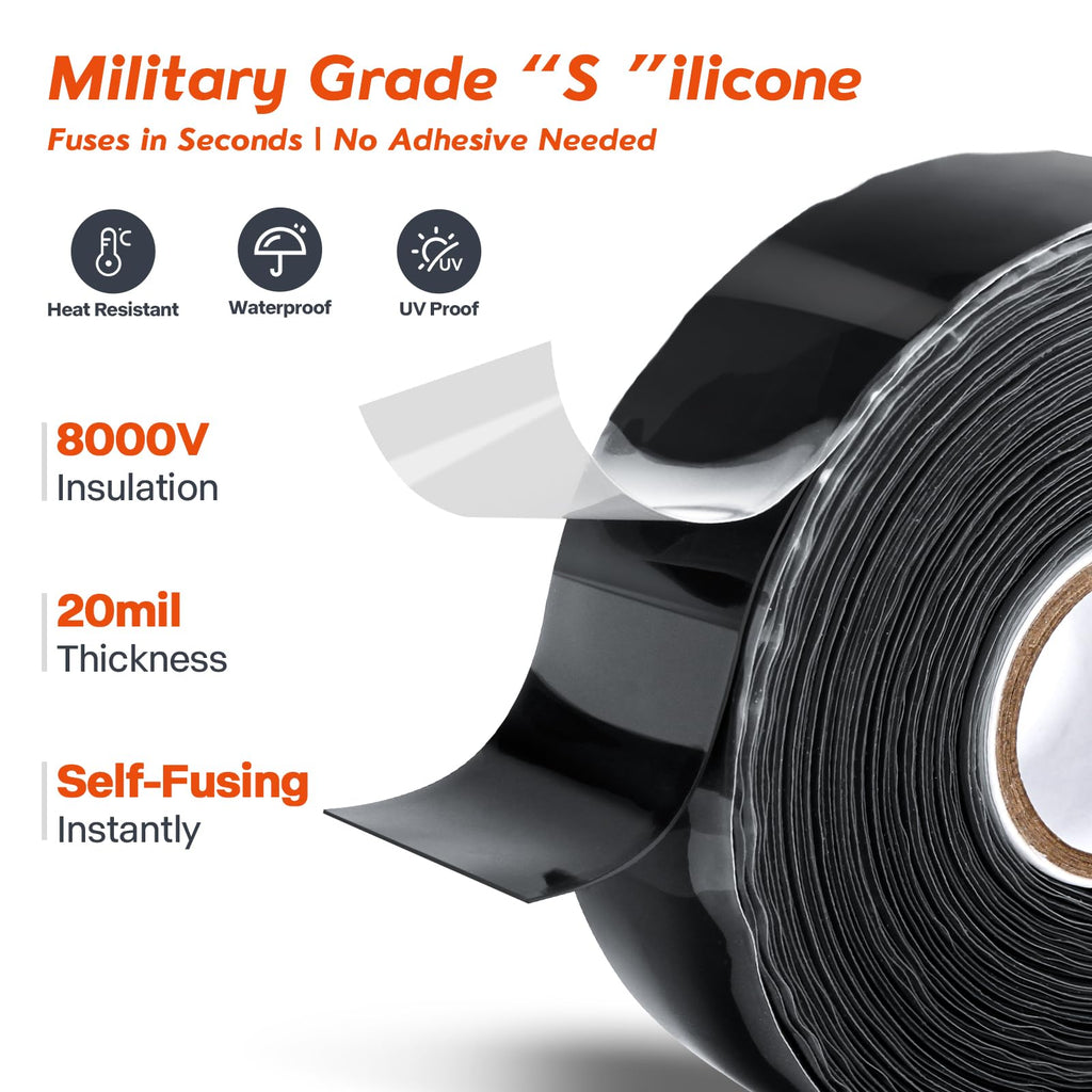 arvyne Self Fusing Silicone Tape 1" x 36' - Rubber Emergency Repair Tape