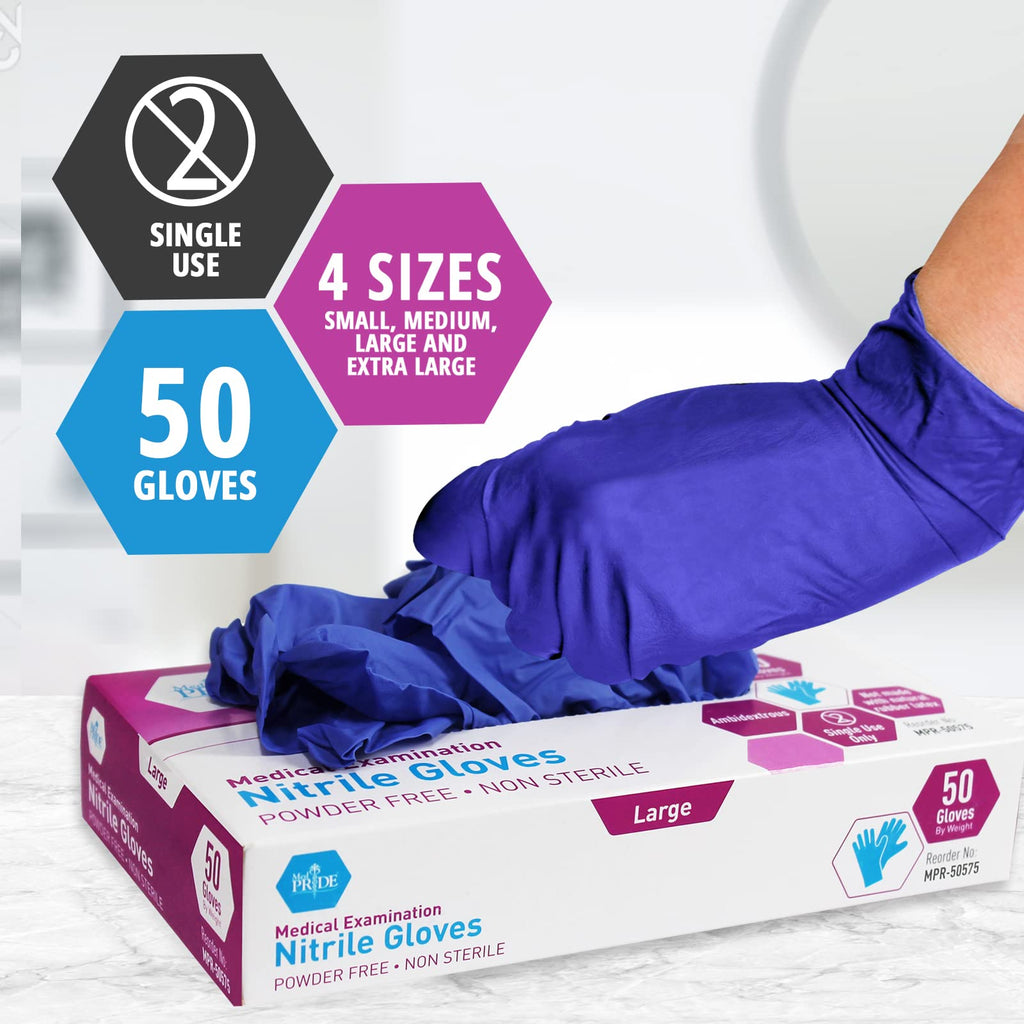 MED PRIDE Nitrile Medical Exam Gloves,Powder & Latex-Free,Large,1000-Count