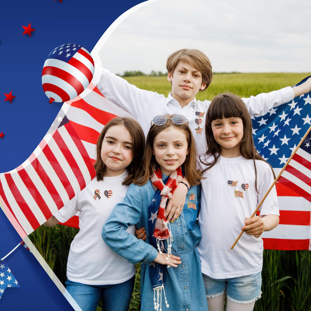 Inbagi American Flag Lapel Pins Bulk USA Waving Flag Pins Memorial Day Veteran Gifts Souvenir Hat Men Women Patriotic (50 Pcs)