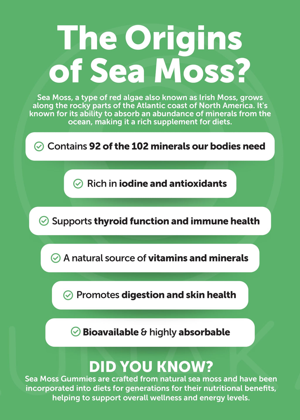 Lunakai USA Made Irish Sea Moss Capsules with Black Seed Oil, Ashwagandha, Burdock Root & Bladderwrack, 60ct