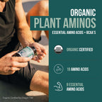 Plant Aminos Organic Essential Amino Acid Supplement (EAAs) & BCAA - 100% Plant-Based Raw, Vegan - All 9 Essential Amino Acids with 18 Total Amino Acids (360 Tablets)
